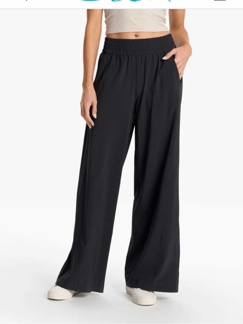 Vuori Black Wide-Leg Pull-On Pants